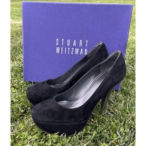 Stuart Weitzman Shoes Womens Size 8 Black Suede Platform Stiletto Pumps Heel